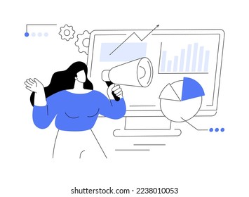 Ilustración vectorial de concepto abstracto de marketing de rendimiento. Estrategia de marketing digital, campaña publicitaria de rendimiento, sitio web de agencia, elemento de interfaz de usuario, diseño de barra de menú, metáfora abstracta de aterrizaje.