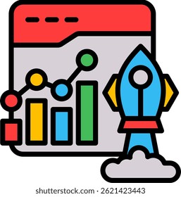 Performance Marketing Icon Lineal Color Vector Illustration