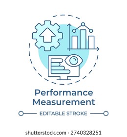 Performance measurement soft blue concept icon. Productivity tracking, data analytics. Round shape line illustration. Abstract idea. Graphic design. Easy to use in booklet, article