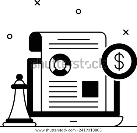 Performance MeasurementVector Icon Design, Commercial strategy Symbol, Market outreach Sign, oversight and operational control Stock illustration, Strategic Financial Assessment Concept