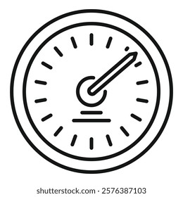 Performance meter with needle pointing to the maximum value, indicating high speed and top performance 