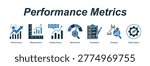 Performance Metrics banner web icon vector illustration concept with an icon of Performance, Measurement, Quality Score, Benchmark, Evaluation, Analysis, Optimization