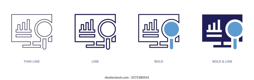 Performance metrics icon in 4 different styles. Thin Line, Line, Bold, and Bold Line. Duotone style. Editable stroke.