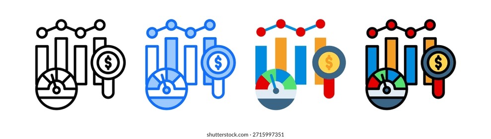 Conjunto de Colección de íconos de métricas de rendimiento Estilo múltiple