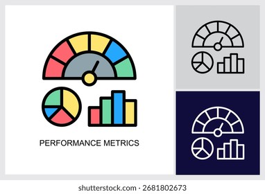 Performance Metrics Symbol Multi Style Vector Illustration