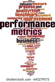 Performance metrics word cloud concept. Vector illustration
