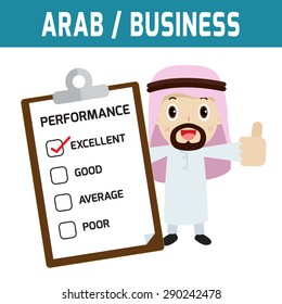 performance. middle east people standing and thumb up.modern design flat icon character elements.isolated on white background.graphic vector illustration.performance concept.