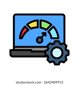 Performance mini illustration outline color icon, use for machine learning, education, technology industry, UI, UX kit, app and web development, digital or print.