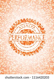 Performance orange mosaic emblem with background