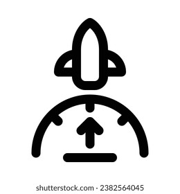 Performance in outline icon. Startup, rocket, speedometer, boost