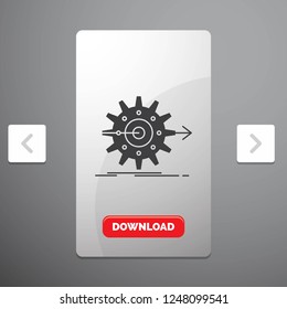 performance, progress, work, setting, gear Glyph Icon in Carousal Pagination Slider Design and Red Download Button