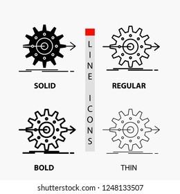 performance, progress, work, setting, gear Icon in Thin, Regular, Bold Line and Glyph Style. Vector illustration