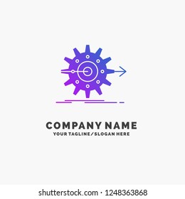 performance, progress, work, setting, gear Purple Business Logo Template. Place for Tagline.