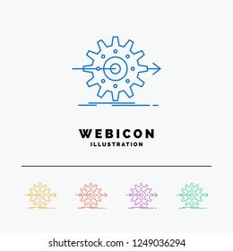 performance, progress, work, setting, gear 5 Color Line Web Icon Template isolated on white. Vector illustration