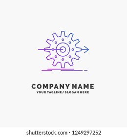 performance, progress, work, setting, gear Purple Business Logo Template. Place for Tagline