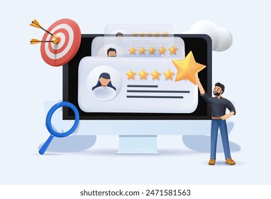 Performance rating abstract 3D concept vector illustration. Human resource management, job offer, search for best candidate. Performance review, rating management, employee work measurement