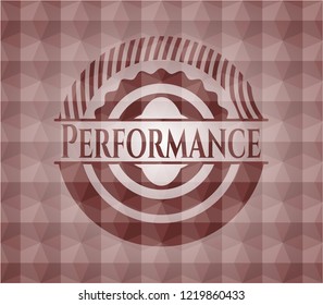 Performance red seamless badge with geometric background.