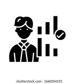 Performance report black icon, concept illustration, vector flat symbol, glyph sign.
