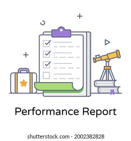 A performance report flat outline vector