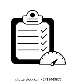 Icono de informe de rendimiento con fondo blanco Vector ilustración de stock