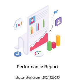 Performance report isometric illustration is visually perfect 