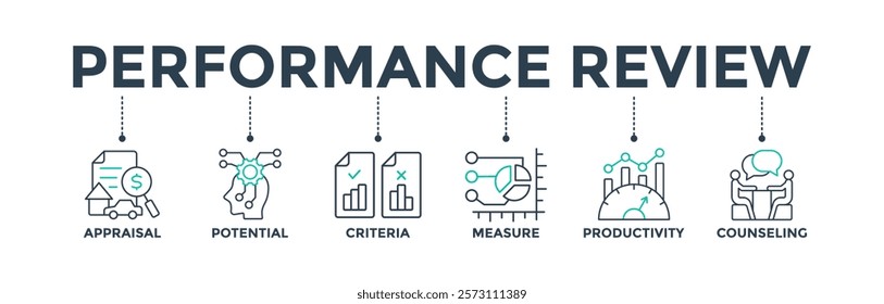 Performance review banner web icon vector illustration for business management