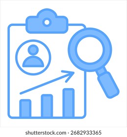 Revisión de rendimiento Blue Icon Ilustración vectorial