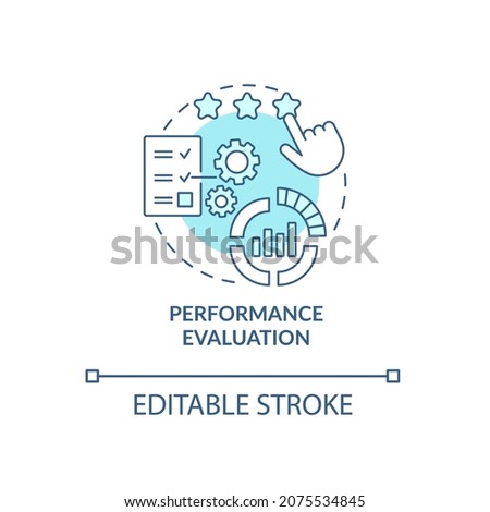 Performance review concept icon. Measure employee working outcome. Staff productivity appraisal abstract idea thin line illustration. Vector isolated outline color drawing. Editable stroke