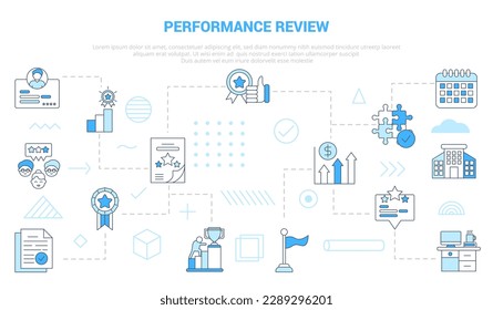 performance review concept with icon set template banner with modern blue color style