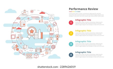 performance review concept for infographic template banner with four point list information