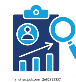 Revisión de rendimiento Flat Blue Icon Ilustración vectorial