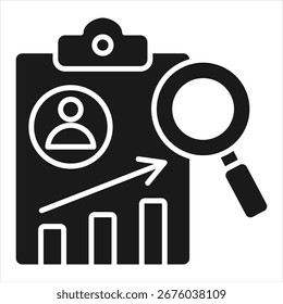 Ilustración vectorial de iconos de glifo de revisión de rendimiento