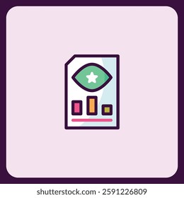 Performance Review Icon with Eye Star and Bar Graph Illustration