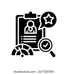 Icono de revisión de rendimiento Ilustración vectorial de glifos