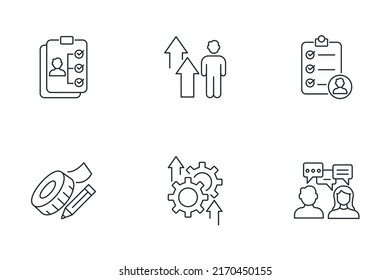 performance review icons set . performance review pack symbol vector elements for infographic web