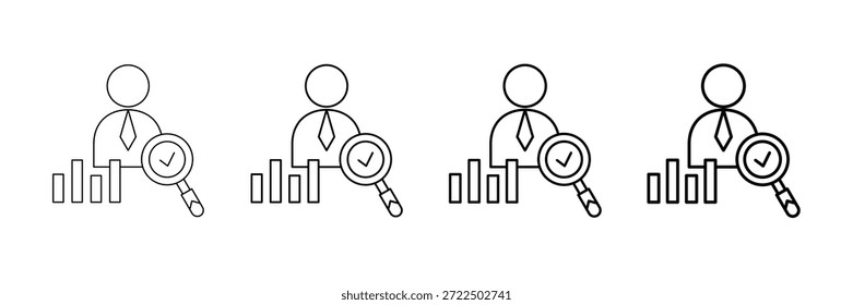 Conjunto de Vectores de Iconos de Revisión de Rendimiento en Diferentes Estilos de Línea de Trazo