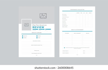 Performance Review layout design template 2 page layout