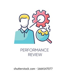 RGB-Farbsymbol für Leistungsüberprüfung Bewertung der Arbeitseffizienz, Bewertung der Mitarbeiterwirksamkeit. Workflow-Optimierung, professionelles Zeitmanagement. Vektorillustration einzeln