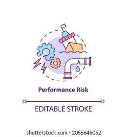 Performance risk concept icon. Purchase risk factor idea thin line illustration. Functional loss. Product attributes. Online purchases. Vector isolated outline RGB color drawing. Editable stroke