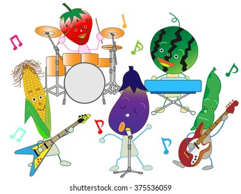 The performance of the rock band of vegetables.