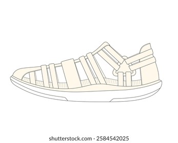 Performance sandals mockup template vector design technical illustration.