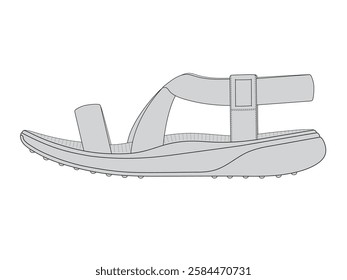 Performance sandals vector template technical design by adobe illustrator.