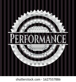 Performance silvery emblem. Vector Illustration. Mosaic.