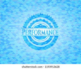 Performance sky blue emblem with mosaic style background