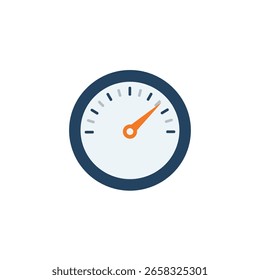 Icono de medidor de velocidad de rendimiento con aguja indicadora naranja que muestra un alto nivel de medición