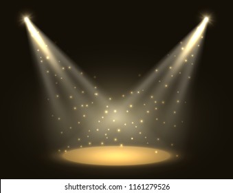 Performance Stage Projectors Light Vector Template. Side Spotlights Background.