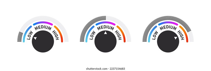 Performance and success regulator. Adjustment dial. Control knob or round dial regulator. Vector illustration