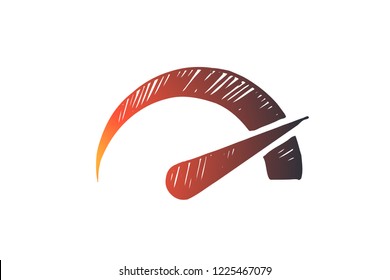 Performance, symbol, speed, indicator, power concept. Hand drawn symbol of performance measurement concept sketch. Isolated vector illustration.