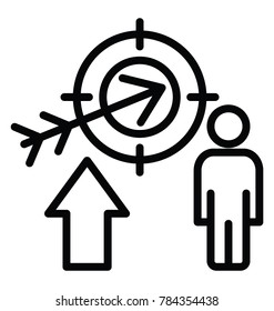 Performance targeting and employee performance appraisal line icon