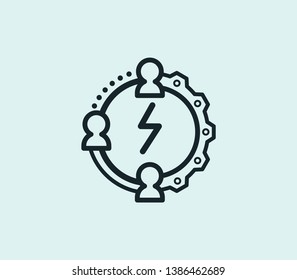 Performance team icon line isolated on clean background. Performance team icon concept drawing icon line in modern style. Vector illustration for your web mobile logo app UI design.